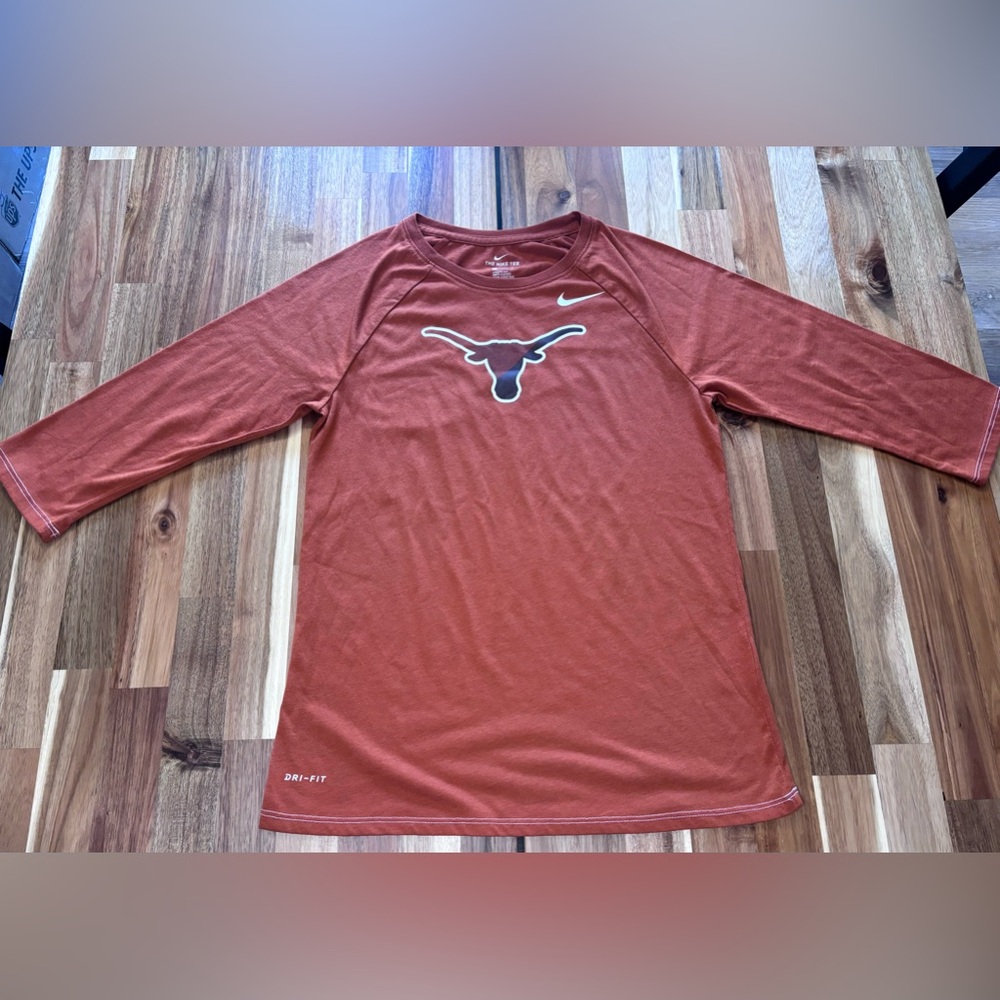 Texas Longhorns Womens Nike Dri-Fit Athletic Cut Raglan Tee S